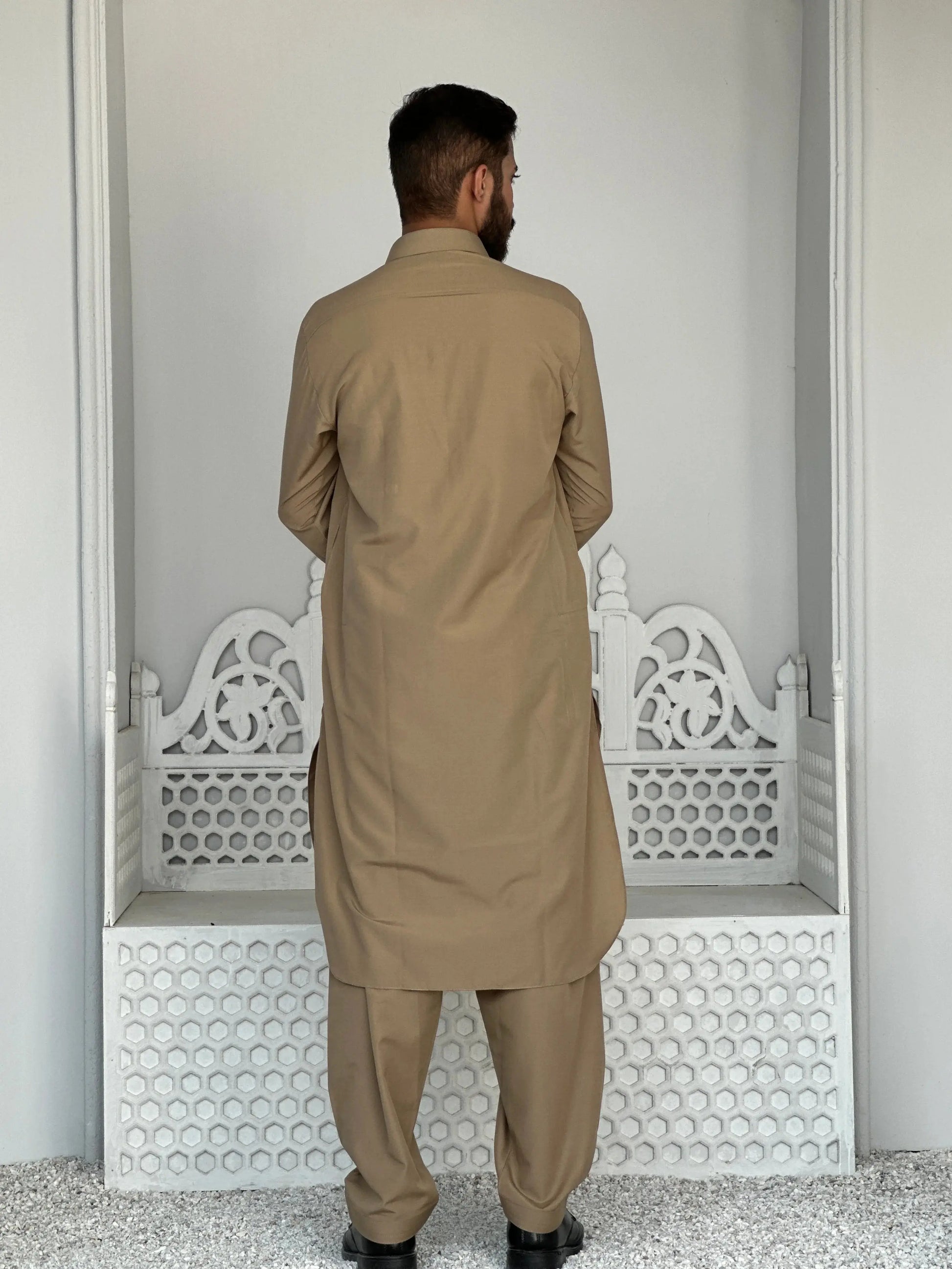 All Season Coffee Color Wash & Wear Shalwar Kameez - Outclass Fabrics