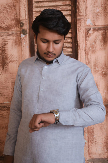 All Season Ice Blue Wash & Wear Stitched Shalwar Kameez - Outclass Fabrics