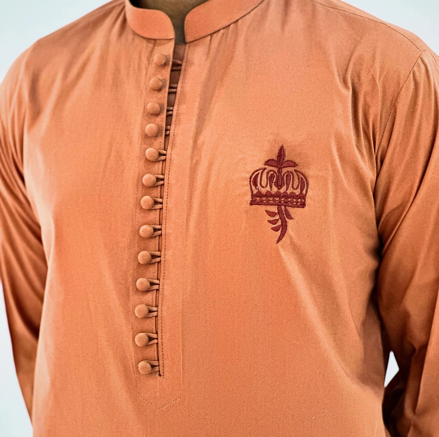 All Season Orange Cotton Kurta with White Trouser - Outclass Fabrics