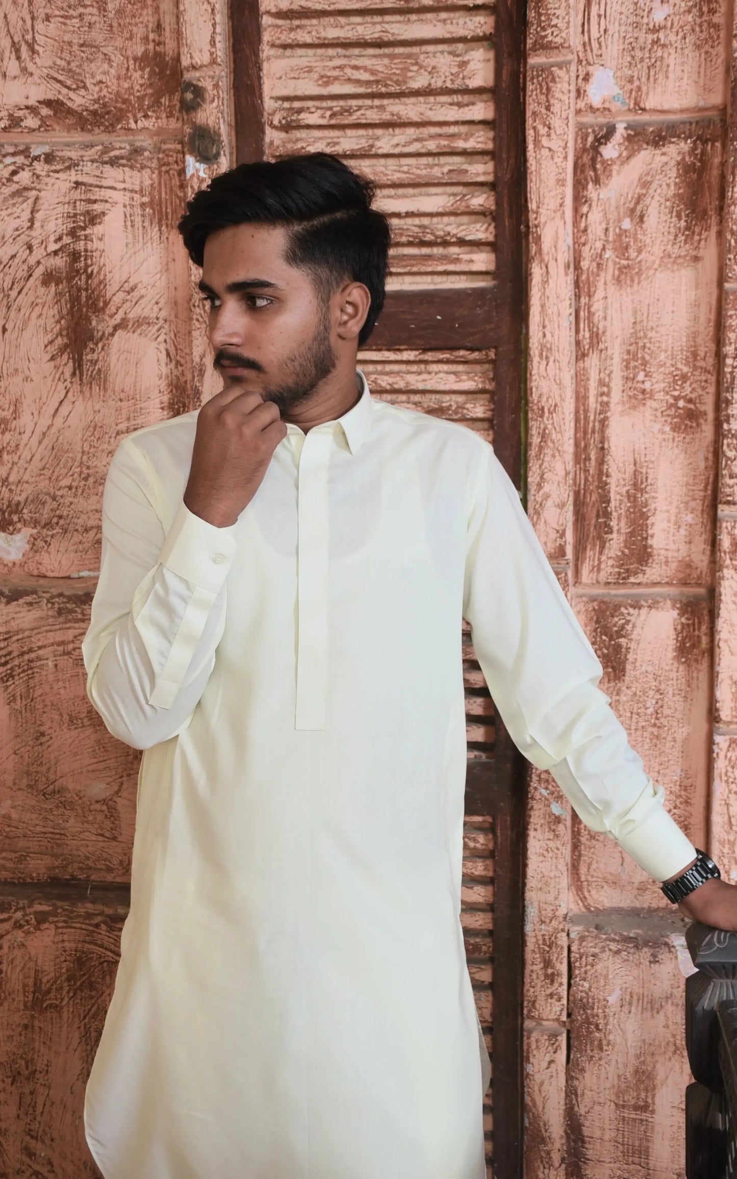 All-Season Wash N Wear Cream Kurta Trouser - Outclass Fabrics